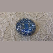 cabochão de vidro redondo 25mm flor 008 