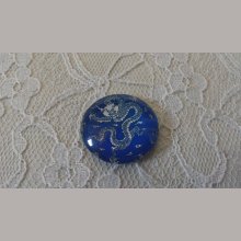 cabochão de vidro redondo 25mm flor 002 