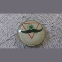 cabochão de vidro redondo 25mm bigode 041 