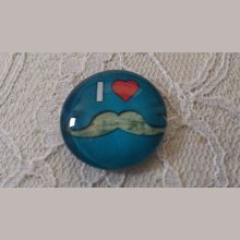 cabochão de vidro redondo 25mm bigode 037 