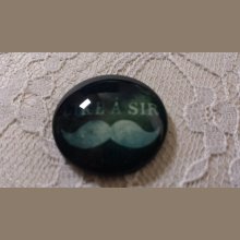 cabochão de vidro redondo 25mm bigode 021 