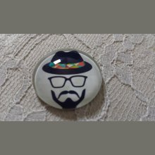 cabochão de vidro redondo 25mm bigode 006 