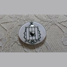 cabochão de vidro redondo 20mm aves 023 