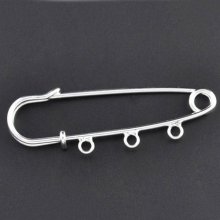 Porta-broches prateado 3 argolas 70x20mm N°003-par1 