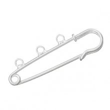 Porta-broches prateado 3 argolas 50x15 mm N°002-par1 