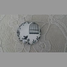 cabochão de vidro redondo 20mm aves 014 