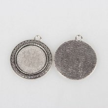 2 suportes de cabochão de prata de 25 mm, pingentes de cabochão 52AS 