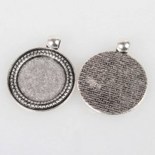 2 suportes de cabochão de prata de 20 mm, pingentes de cabochão 07AS 