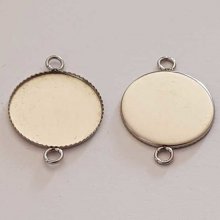 Suporte para cabochão redondo 18 mm Aço inoxidável 2 anéis