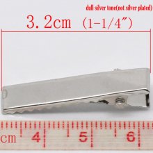 Conjunto de 10 clipes de crocodilo - Cor prata 32 mm x 7 mm.