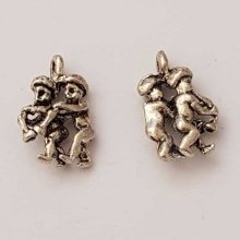 Gémeos Signo do Zodíaco Charm Prata Metal N°01