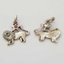 Pendente signo do zodíaco Leão Metal prateado N°03 com strass