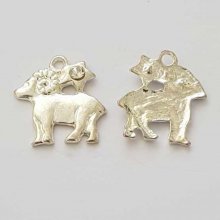 Pendente signo do zodíaco Carneiro Metal prateado N°04 com strass