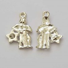 Aquário Signo do Zodíaco Charm Prata Metal N°04 com strass