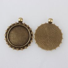 2 suportes de cabochão de bronze de 25 mm, pingentes de cabochão 80AB