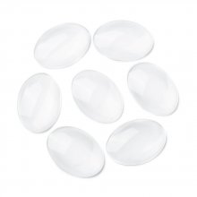 10 Cabochões ovais de 25 x 35 mm em vidro transparente rebarbado N°20