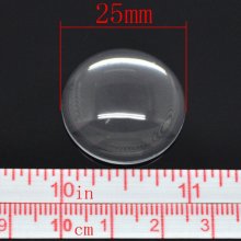 10 Cabochões redondos de 25 mm em vidro transparente com rebarba N°11 standard