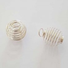 Gaiola de mola em espiral para pérolas 23 mm Prata N°03