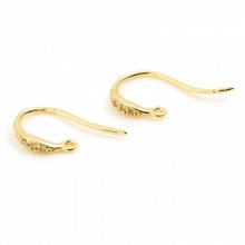 Suporte para brincos N°33 Gancho banhado a ouro de 18K e strass transparente