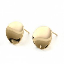 1 Par de brincos de 16 mm com chip redondo banhado a ouro N°02