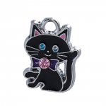 Conjunto de 5 pingentes para gatos em liga de zinco N°07 com strass prateado E-mail 19 mm x 14 mm