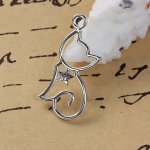 Conjunto de 5 amuletos para gatos N°2 Prata 29 mm x 13 mm