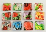 10 cabochões de vidro quadrados 20 mm sortidos Flores S-22-20-17