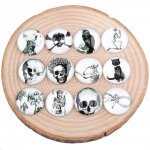Conjunto de 20 cabochões de vidro redondos de 25 mm Grou Halloween