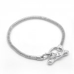 Pulseira Europeia com Alavanca 22cm Prata