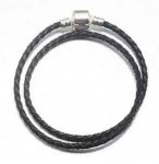 Pulseira europeia entrançada de 2 voltas Clip Uni 01 21cm Preto