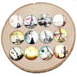 Lote 20 cabochões de vidro redondos 25mm Torre Eiffel 03 cabochões de vidro misto 