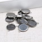 Suporte para cabochão redondo 08 mm Aço inoxidável N°03 -2 Anéis