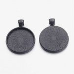 10 suportes para cabochão preto de 25 mm, pingentes de cabochão 16NR