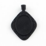 2 x 25 X 18 mm Suporte de cabochão preto, pingentes de cabochão 304-20