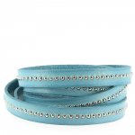 Couro de bola azul celeste de 10 mm com corrente de bola sem níquel por 20 cm