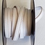 Couro de bezerro branco plano 10 mm por 20 cm Bege 2 linhas cosidas