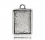 1 suporte rectangular para cabochão N°04 Prata