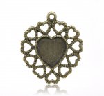 1 suporte para cabochão Coração N°01 Bronze