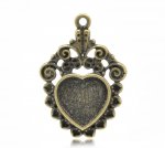1 suporte para cabochão Coração N°04 Bronze