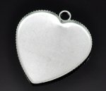1 suporte para cabochão Coração N°05 Prata