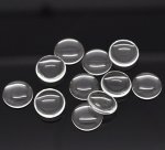 Cabochão redondo de 12 mm em vidro transparente com rebarba N°03
