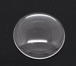 Cabochão redondo de 20 mm em vidro transparente com rebarba N°08