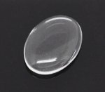 Cabochão oval 13 x 18 mm x 2 peças em vidro transparente rebarbado N°17