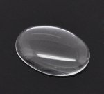 Cabochão oval 18 x 25 mm em vidro transparente rebarbado N°19