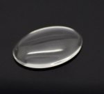 Cabochão oval de 25 x 35 mm em vidro transparente rebarbado N°20