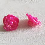 Botões fantasia, crianças, bebés Padrão floral N°02-04 Fushia