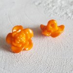 Botões de fantasia para crianças e bebés Desenho de flores N°03-05 Laranja
