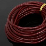 1 metro Cordão redondo de couro liso Bordeaux 3 mm