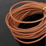 1 metro Cordão redondo de couro liso Natural 3 mm