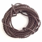 1 metro Cordão redondo entrançado de imitação de couro Castanho escuro 3 mm